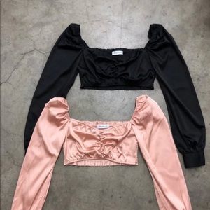 Black long sleeve crop top